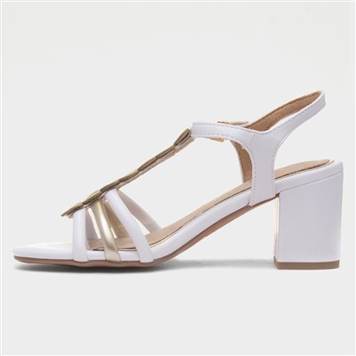 Womens White Heart T-Bar Heel
