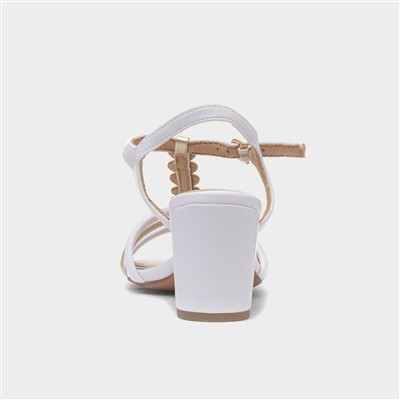 Womens White Heart T-Bar Heel
