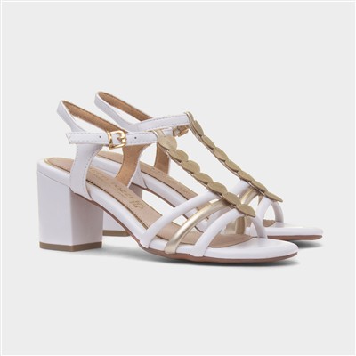 Womens White Heart T-Bar Heel