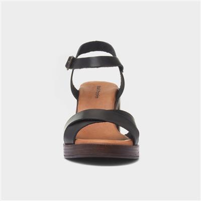 Georgia Womens Black Leather Heels