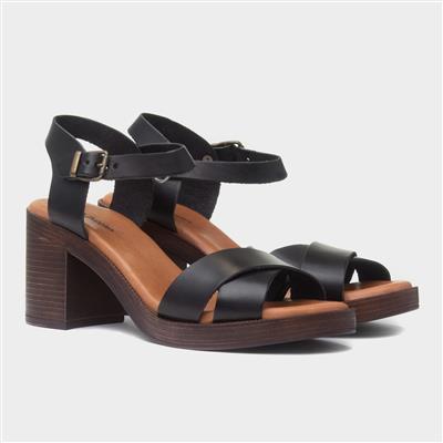 Georgia Womens Black Leather Heel