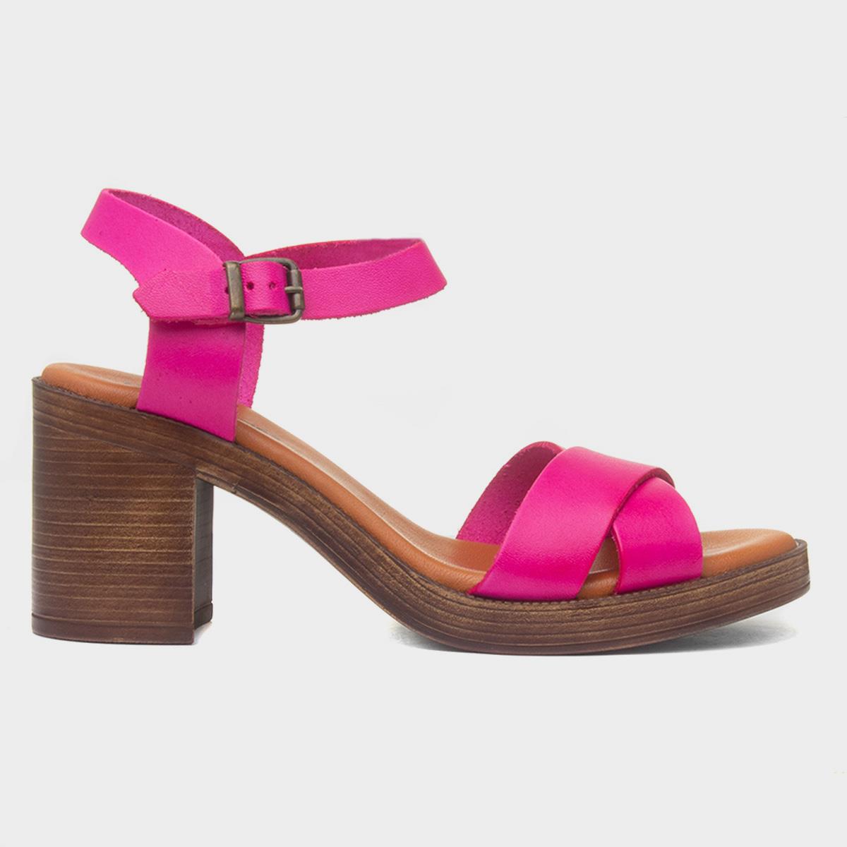 Georgia Womens Pink Leather Heel
