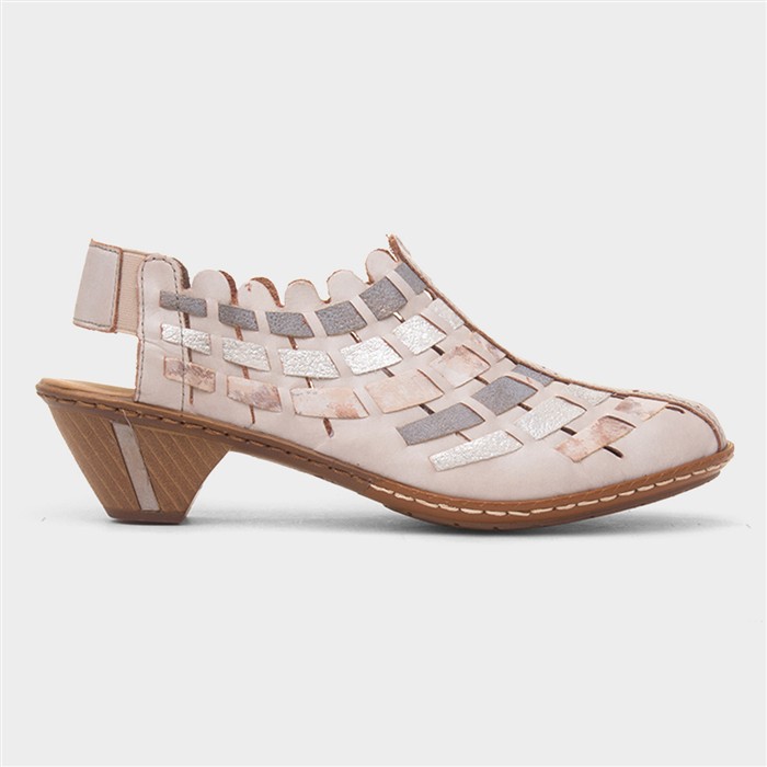 Rieker Women's Beige Antistress Slip On Heeled Shoe Size 39