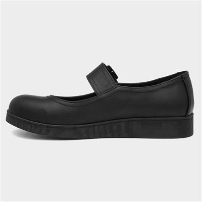 Womens Black Buckle Bar Shoe