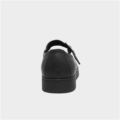 Womens Black Buckle Bar Shoe
