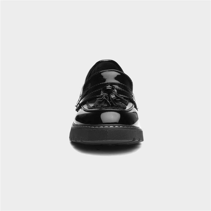 Womens Black Patent Slip On Tassel Loafer