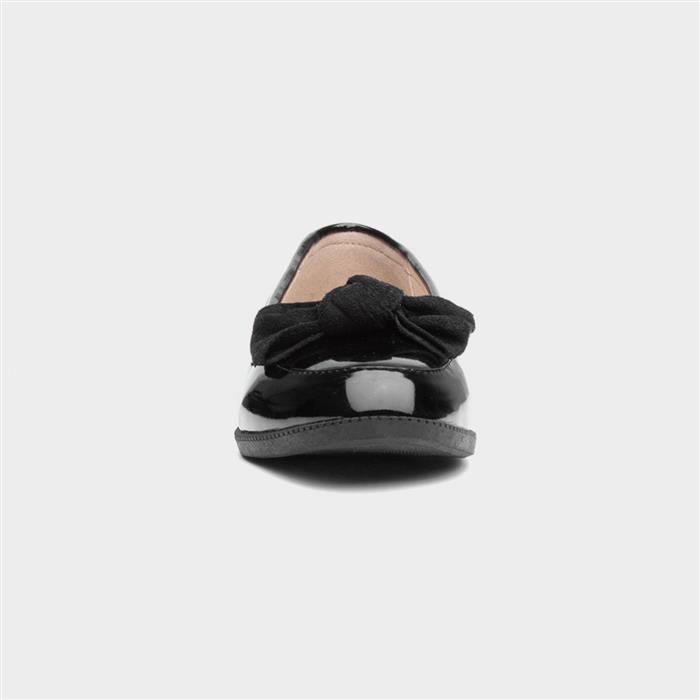 Womens Black Patent Bow Slip On Loafer