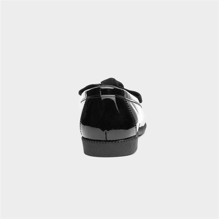 Womens Black Patent Bow Slip On Loafer