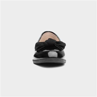 Womens Black Patent Loafer with a Bow