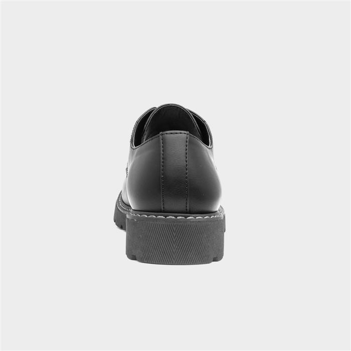 Womens Black Lace Up Chunky Shoes