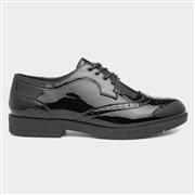 Lilley Womens Black Glossy Lace Up Brogue Shoe (Click For Details)