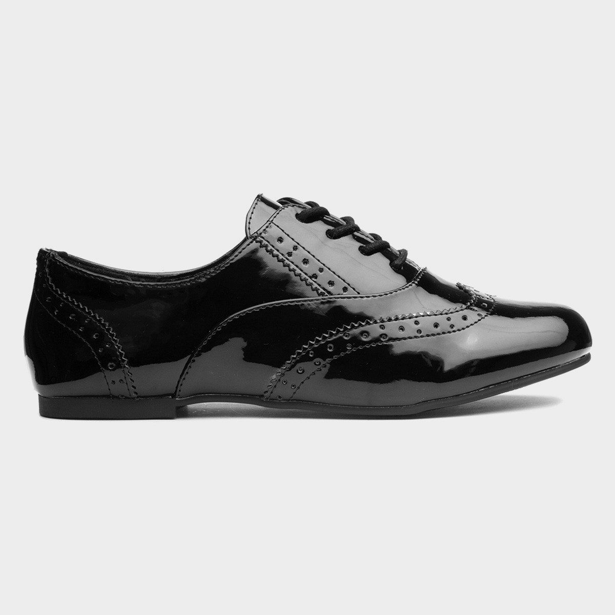 Womens Black Brogue Shoe