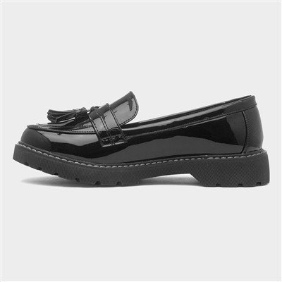 Womens Black Patent Tassel Loafer Shoe