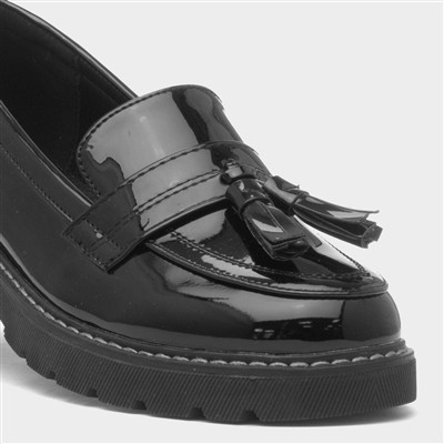 Womens Black Patent Tassel Loafer Shoe