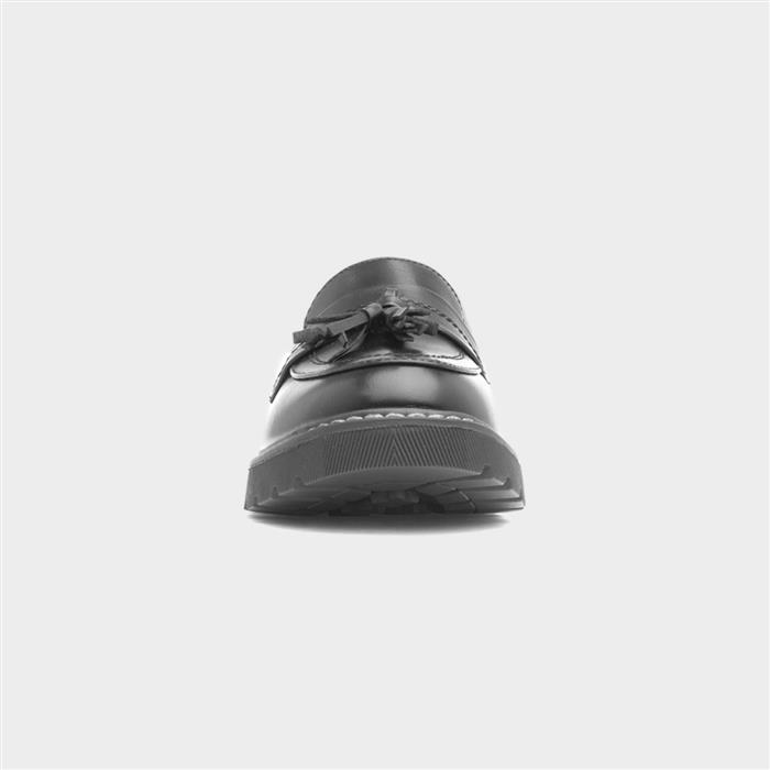 Womens Black Tassel Slip On Loafer Shoe