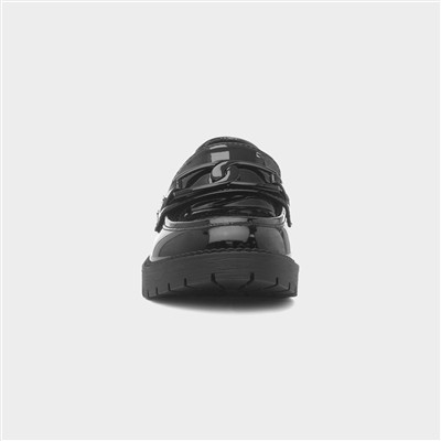 Womens Black Patent Chain Loafer Shoe