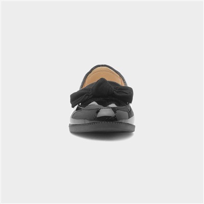 Womens Black Patent Bow Loafer