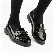 Lilley Womens Black Patent Bow Loafer Shoe (Click For Details)