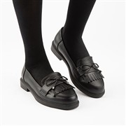 Lilley Womens Black Bow Slip On Loafer Shoe (Click For Details)