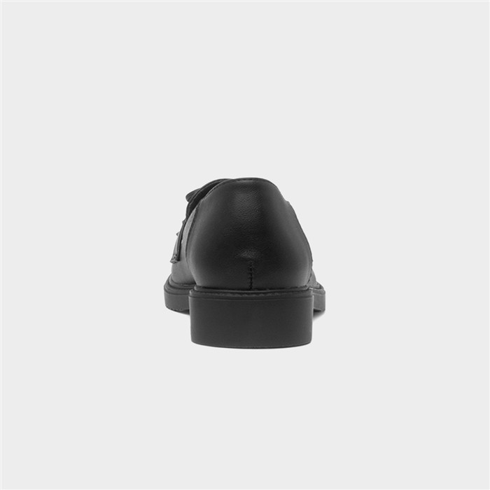 Womens Black Bow Slip On Loafer Shoe