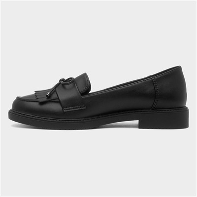 Womens Black Bow Slip On Loafer Shoe