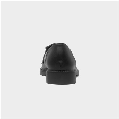 Womens Black Bow Slip On Loafer Shoe