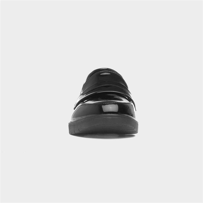 Womens Black Slip On Patent Loafer Shoes