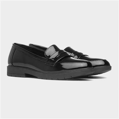 Womens Black Patent Loafer Shoes