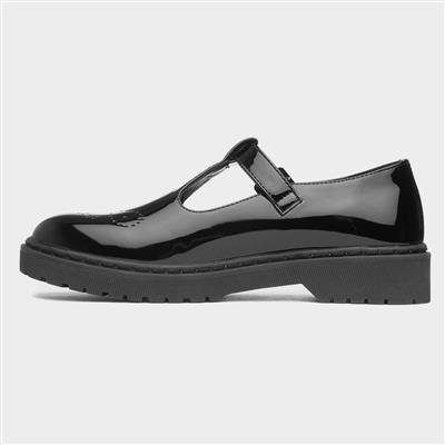 Alma Womens Black Patent T-Bar Shoe