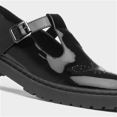 Alma Womens Black Patent T-Bar Shoe