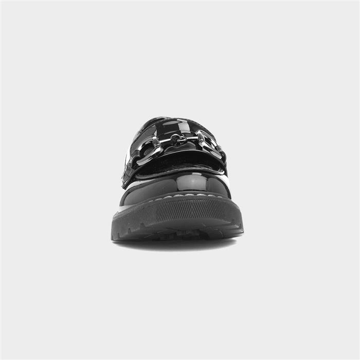 Womens Black Patent Slip On Loafer Shoe