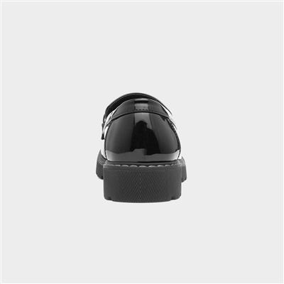 Womens Black Patent Slip On Loafer Shoe