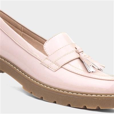 Angel Womens Nude Patent Tassel Loafer