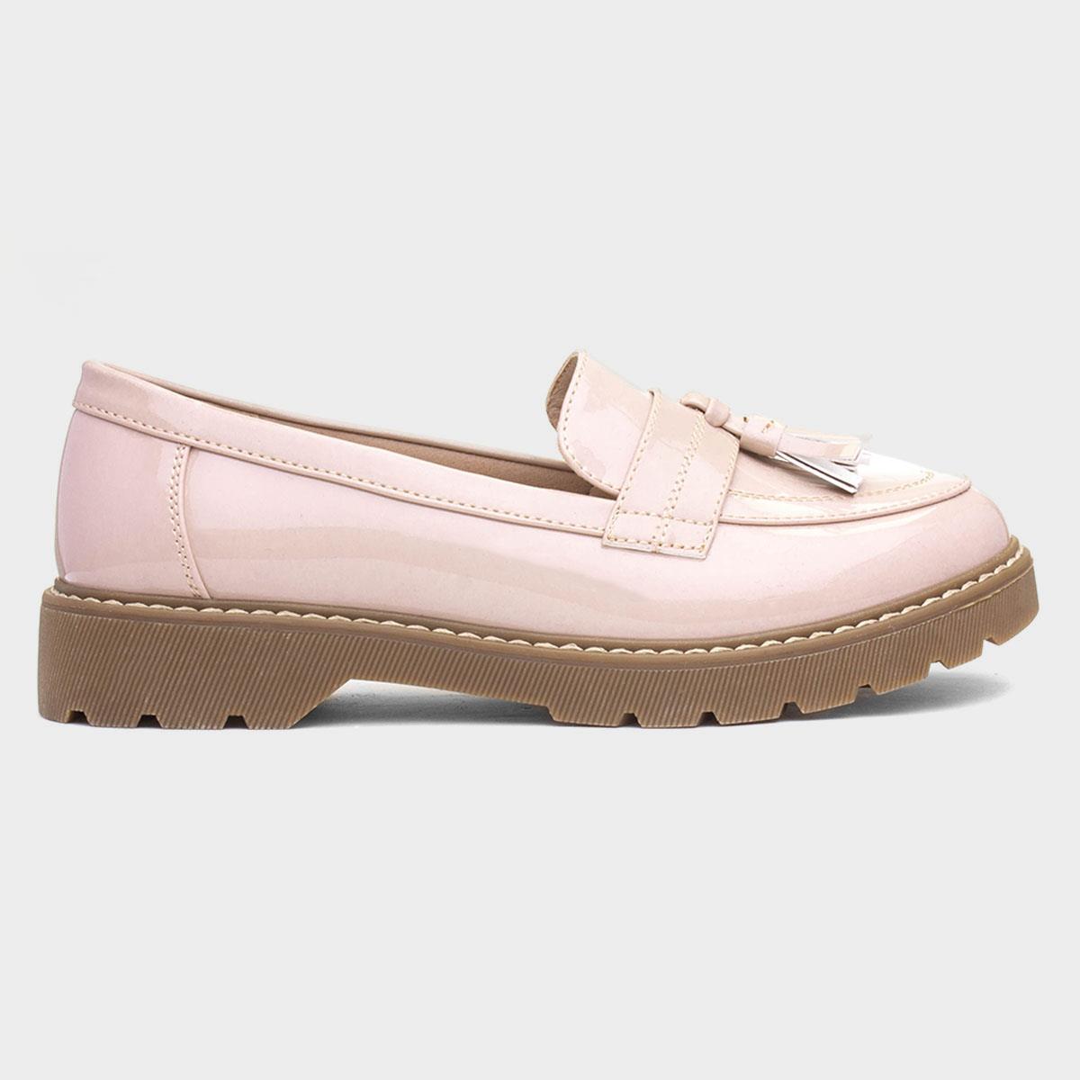 Angel Womens Nude Patent Tassel Loafer