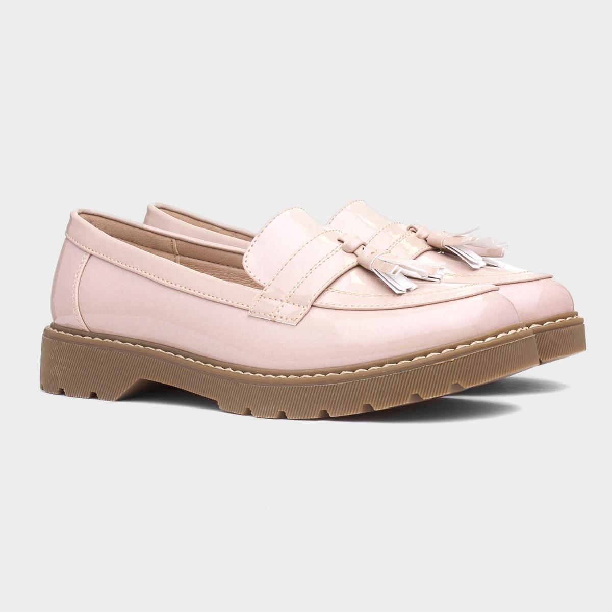 Lilley Angel Womens Nude Patent Tassel Loafer 15027 Shoe Zone