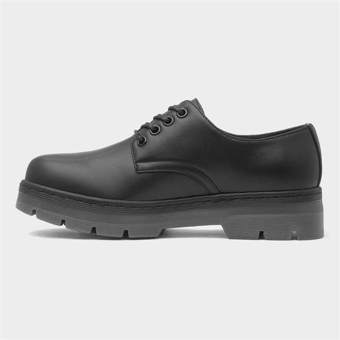 Womens Black Chunky Lace Up Shoe