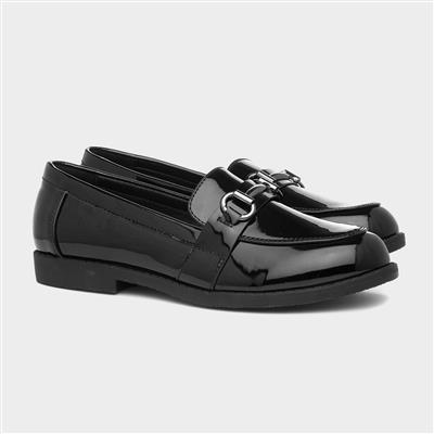Lilley Womens Patent Loafer in Black-15041 | Shoe Zone