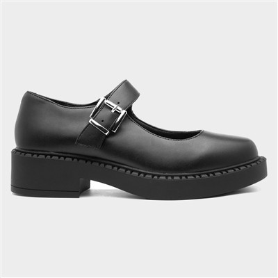 Mia Womens Black Mary Jane Buckle Shoe