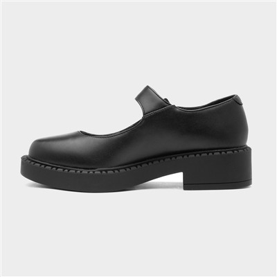 Mia Womens Black Mary Jane Buckle Shoe