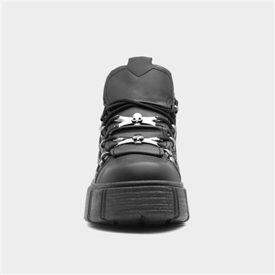 Char Womens Black Chunky Lace Up Shoe