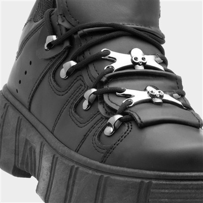 Char Womens Black Chunky Lace Up Shoe