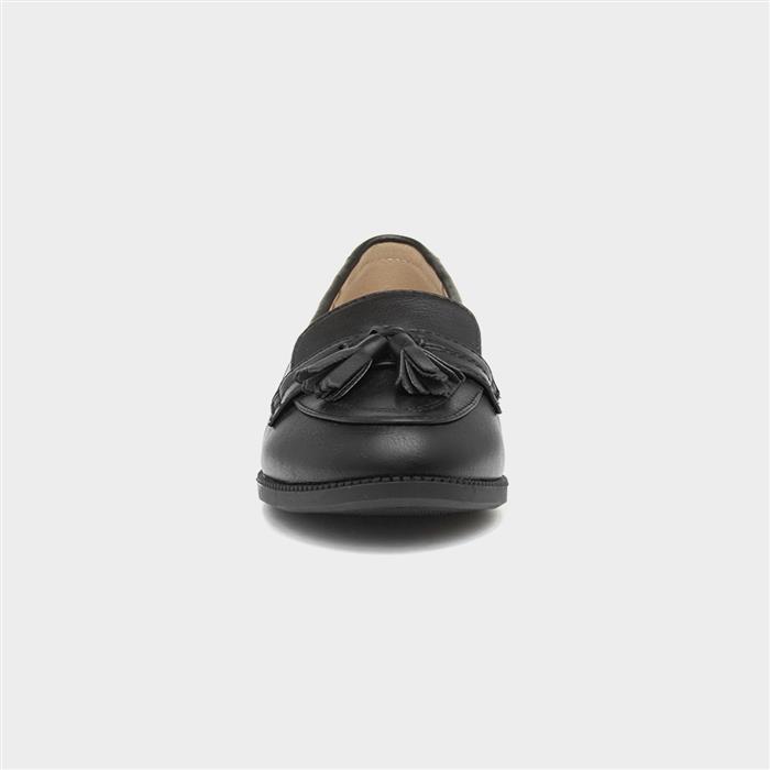 Womens Black Matte Tassel Loafer Shoe