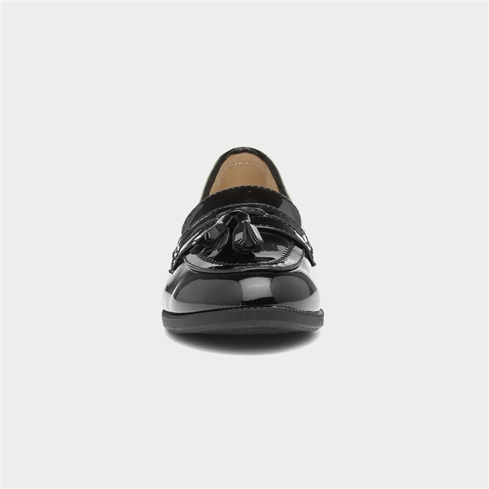 Womens Black Patent Tassel Loafer Shoes