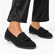 Lilley Womens Black Slip On Tassel Loafer Shoe (Click For Details)