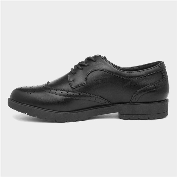 Womens Black Lace Up Brogue Shoe