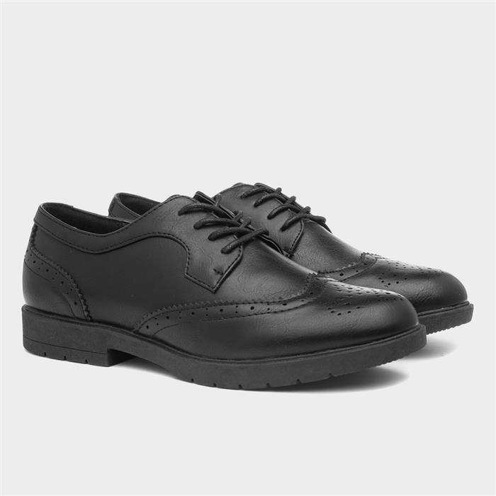 Womens Black Lace Up Brogue Shoe