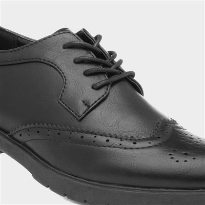 Womens Brogue Lace Up Shoe in Black