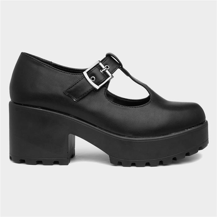 Katie Womens Black Chunky Mary Jane Shoe
