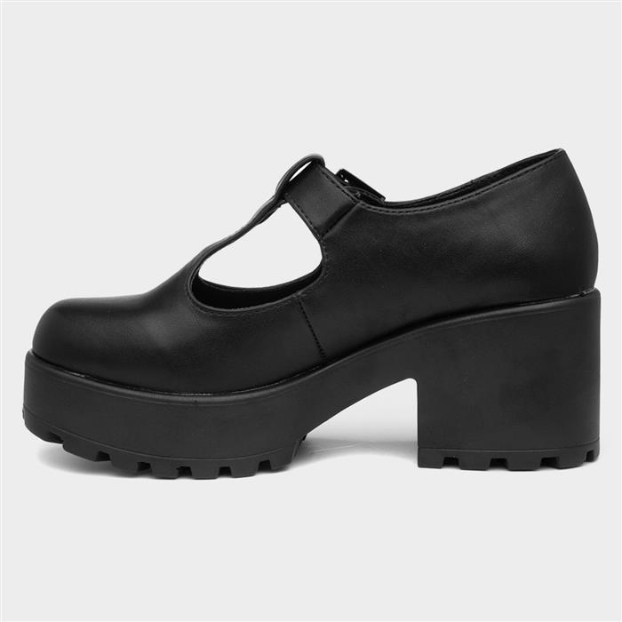 Katie Womens Black Chunky Mary Jane Shoe