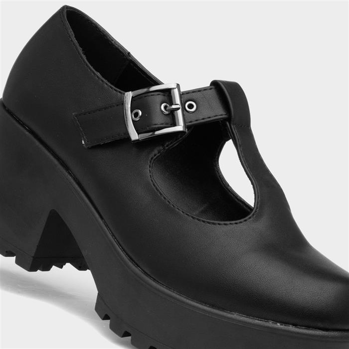 Katie Womens Black Chunky Mary Jane Shoe